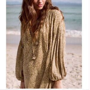 💥💥SALE!!💥💥Spell long sleeve Wild Thing yellow leopard cheetah print tunic dress